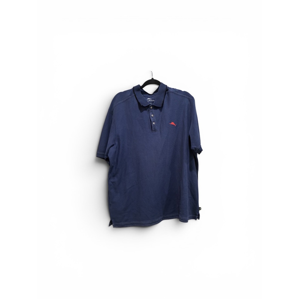 Tommy Bahama Mens XL Emfielder Supima Cotton Polo‎ Shirt Navy Blue Marlin Logo